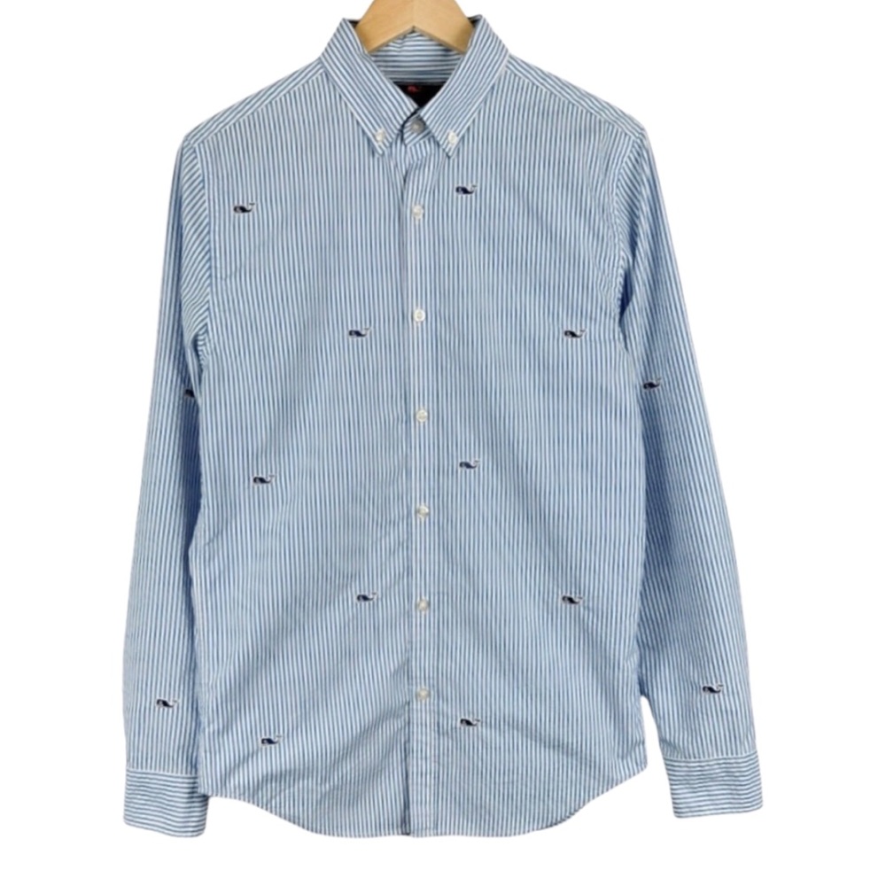 Vineyard Vines Slim Fit Whale Shirt Seersucker Striped Size Small